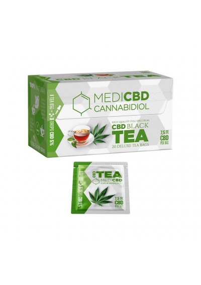 Cannabis Black Tea with 7.5mg CBD per bag, 20 bags - THC Free - MediCBD