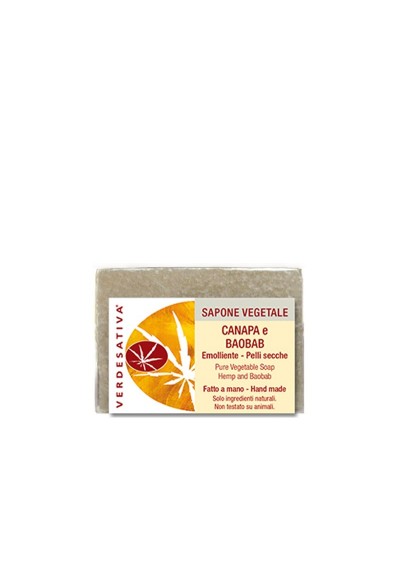 Sapone Canapa e Baobab - Emolliente per pelli secche - Verdesativa Bagno Doccia