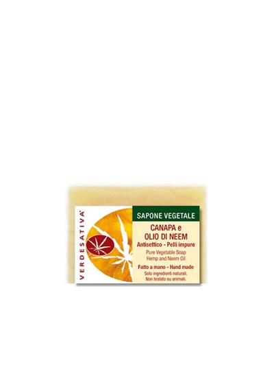 Sapone Canapa e Olio di Neem - Antisettico per pelli impure - Verdesativa Bagno Doccia