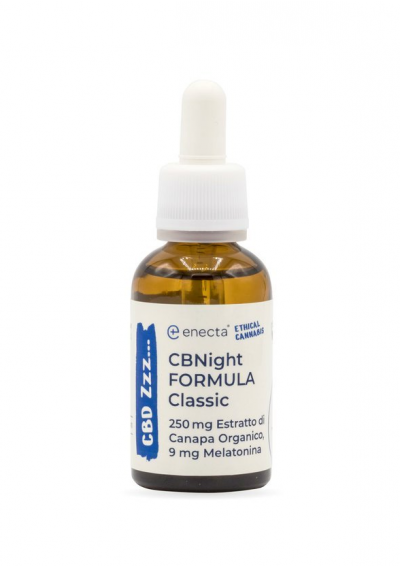 CBNight Formula 250mg Estratti Organici di Canapa + 9mg Melatonina - 30ml - Enecta