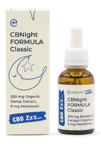 CBNight Formula 250mg Estratti Organici di Canapa + 9mg Melatonina - 30ml - Enecta