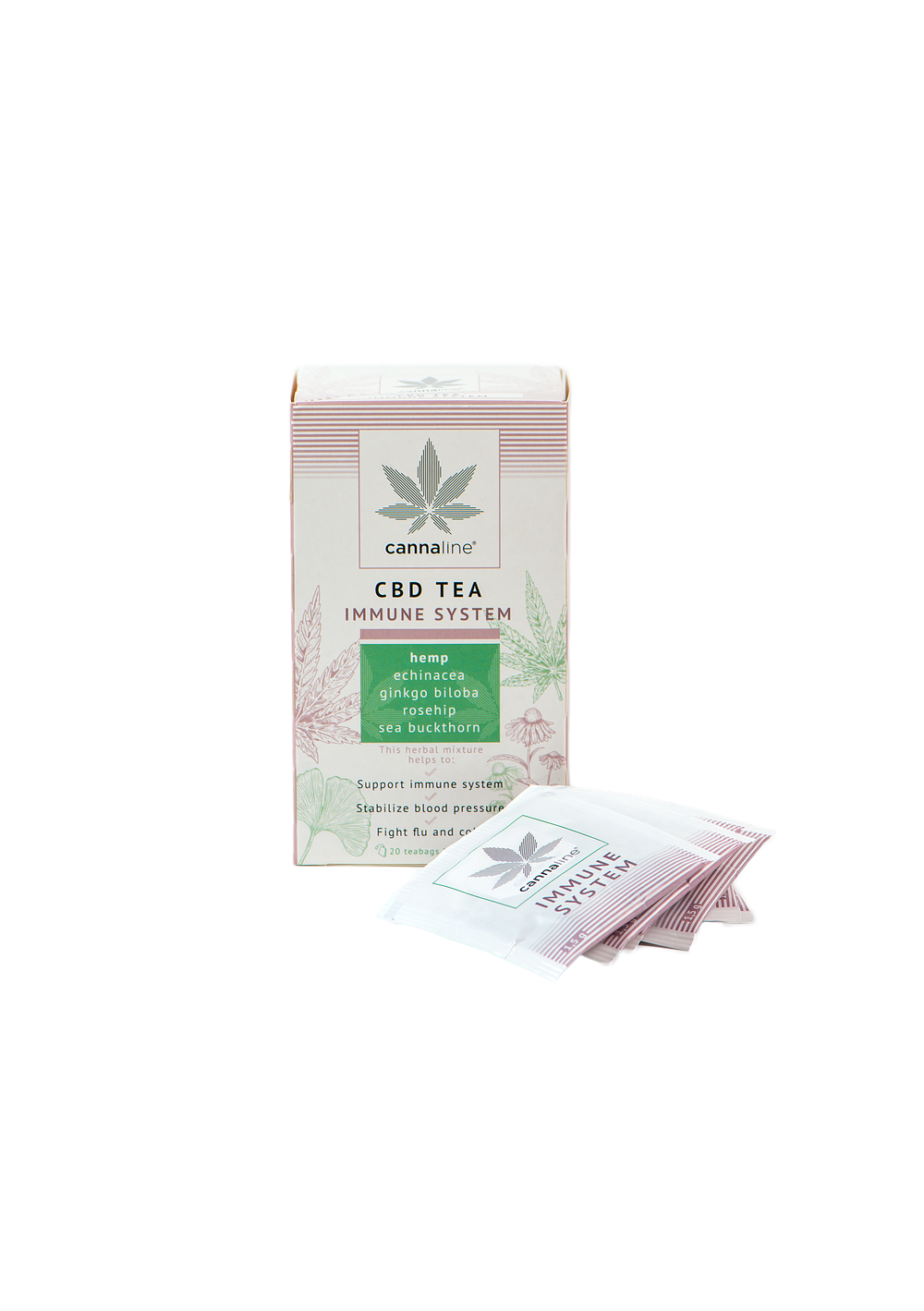 CBD Tea IMMUNITY - con Estratti di Canapa - 25 Bustine, 30 gr - Cannaline