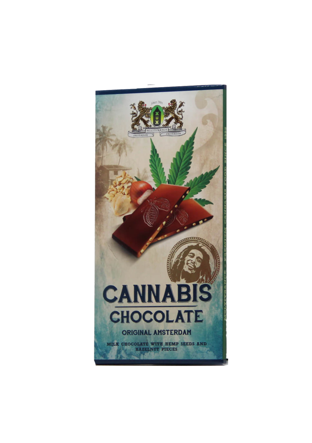 Milk Chocolate Bar Hazelnuts pieces and Hemp Seeds, 70% Cocoa - Holland Haze