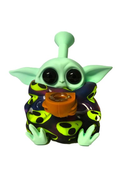Silicon Bong Smiley Alien with Removable Pieces - 13cm