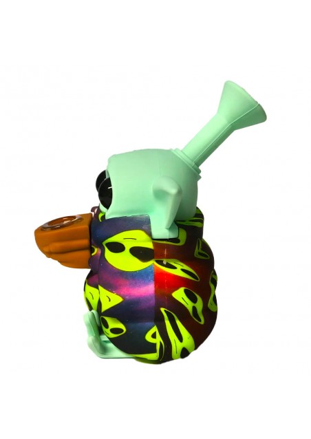 Silicon Bong Smiley Alien with Removable Pieces - 13cm