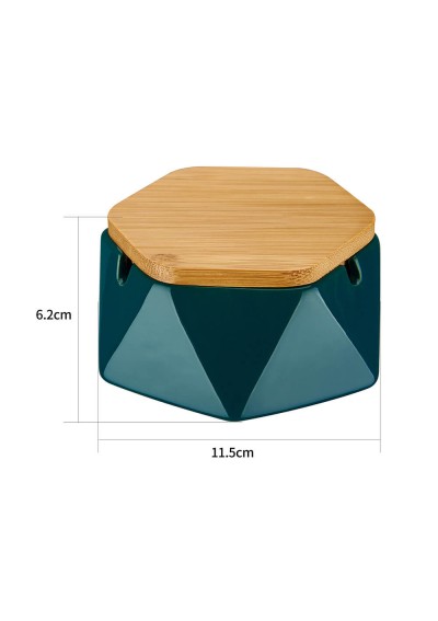 Posacenere in Ceramica con Coperchio in Legno - Champ High