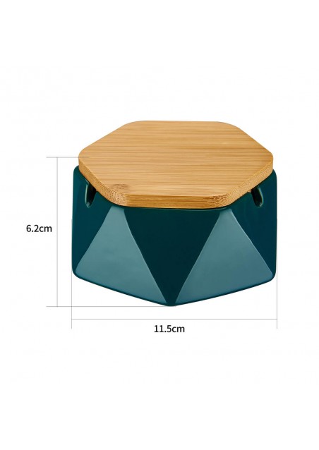 Posacenere in Ceramica con Coperchio in Legno - Champ High