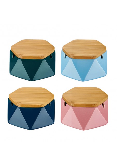 Posacenere in Ceramica con Coperchio in Legno - Champ High
