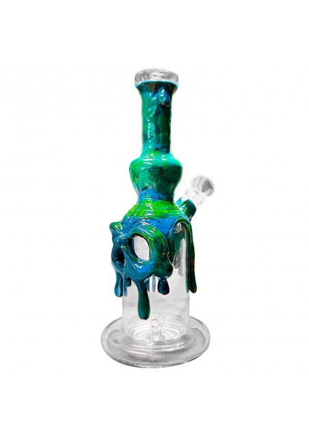 Bong in vetro Fatto a Mano - Teschio blu in argilla, 22cm
