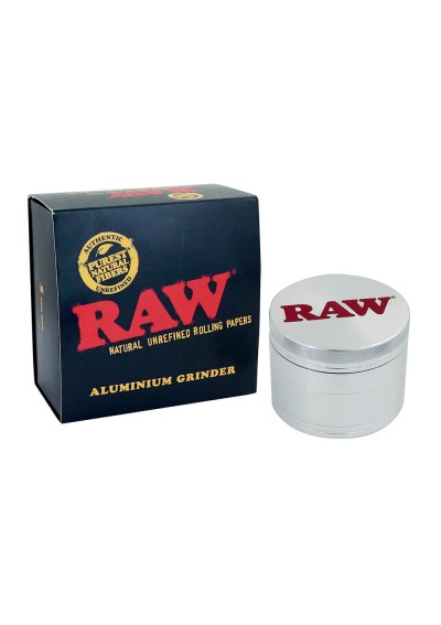 RAW - Grinder Alluminio Silver con Confezione Regalo, 56mm - 4 Parti - RAW