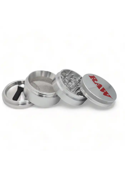 RAW - Alluminium Grinder Silver with Gift Box, 56mm - 4 Parts - RAW