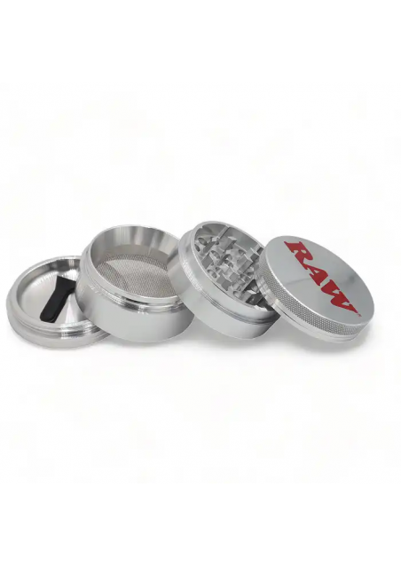 RAW - Alluminium Grinder Silver with Gift Box, 56mm - 4 Parts - RAW