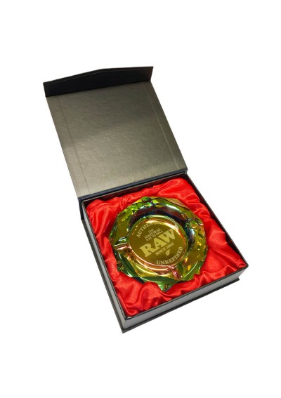 RAW Rainbow - Glass Ashtray, Heavy, Elegant with Giftbox - RAW
