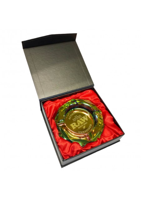 RAW Rainbow - Glass Ashtray, Heavy, Elegant with Giftbox - RAW