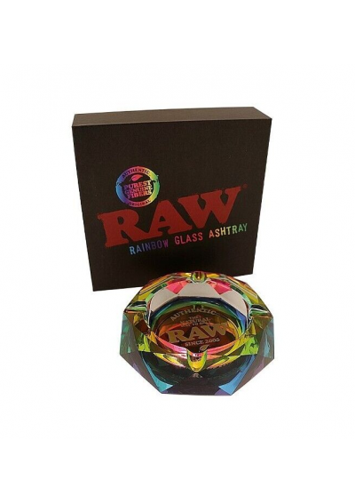 RAW Rainbow - Glass Ashtray, Heavy, Elegant with Giftbox - RAW