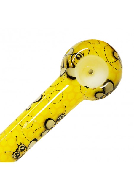 Glass Pipe - Yellow Bee, 13cm