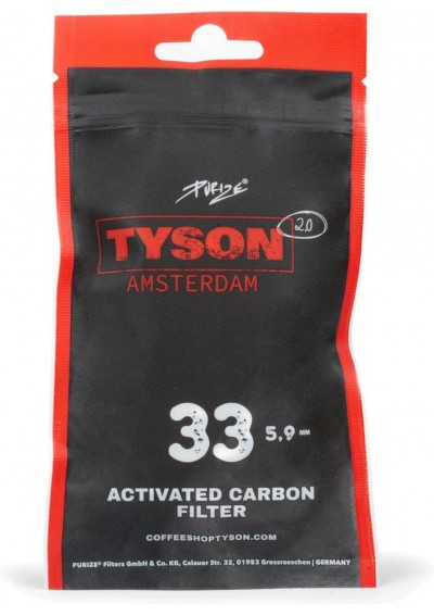 Cellulose Carbon Filters, Slim 6mm, 33 pcs - Mike Tyson Edition - Purize