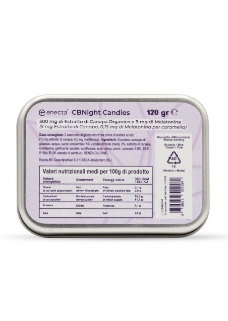 CBNight Caramelle per il sonno 60 pz, 300 mg CBD, 9 mg Melatonina, 120 g - Enecta