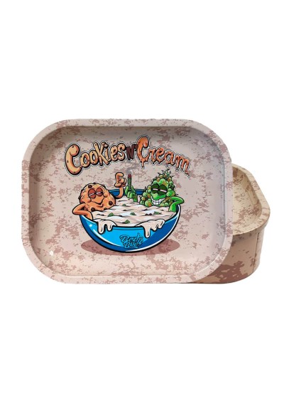 Best Buds Thin Box Rolling Tray With Storage Cookies And Cream - 18×14 cm - Best Buds