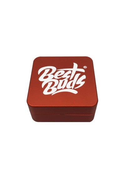 Best Buds Flat Square Aluminium Grinder Rust 2 Parts 50 mm - Best Buds