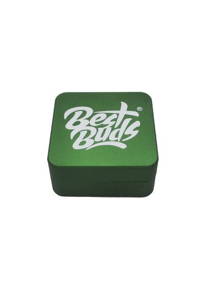 Best Buds Flat Square Aluminium Grinder Grass 2 Parts 50 mm - Accessori, Grinder - Best Buds