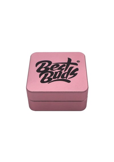 Best Buds Flat Square Aluminium Grinder Flamingo 2 Parts 50 mm - Accessori, Grinder - Best Buds