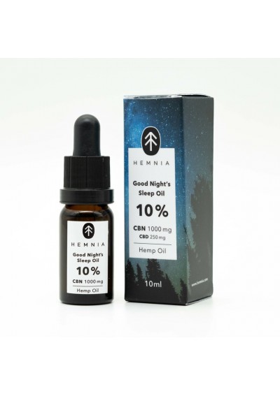 Good Night Olio di Canapa per Dormire 10%, 1000 mg CBN, 250 mg CBD, 10 ml - Hemnia