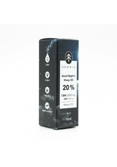 Good Night Olio di Canapa per Dormire 20%, 2000 mg CBN, 250 mg CBD, 10 ml - Hemnia