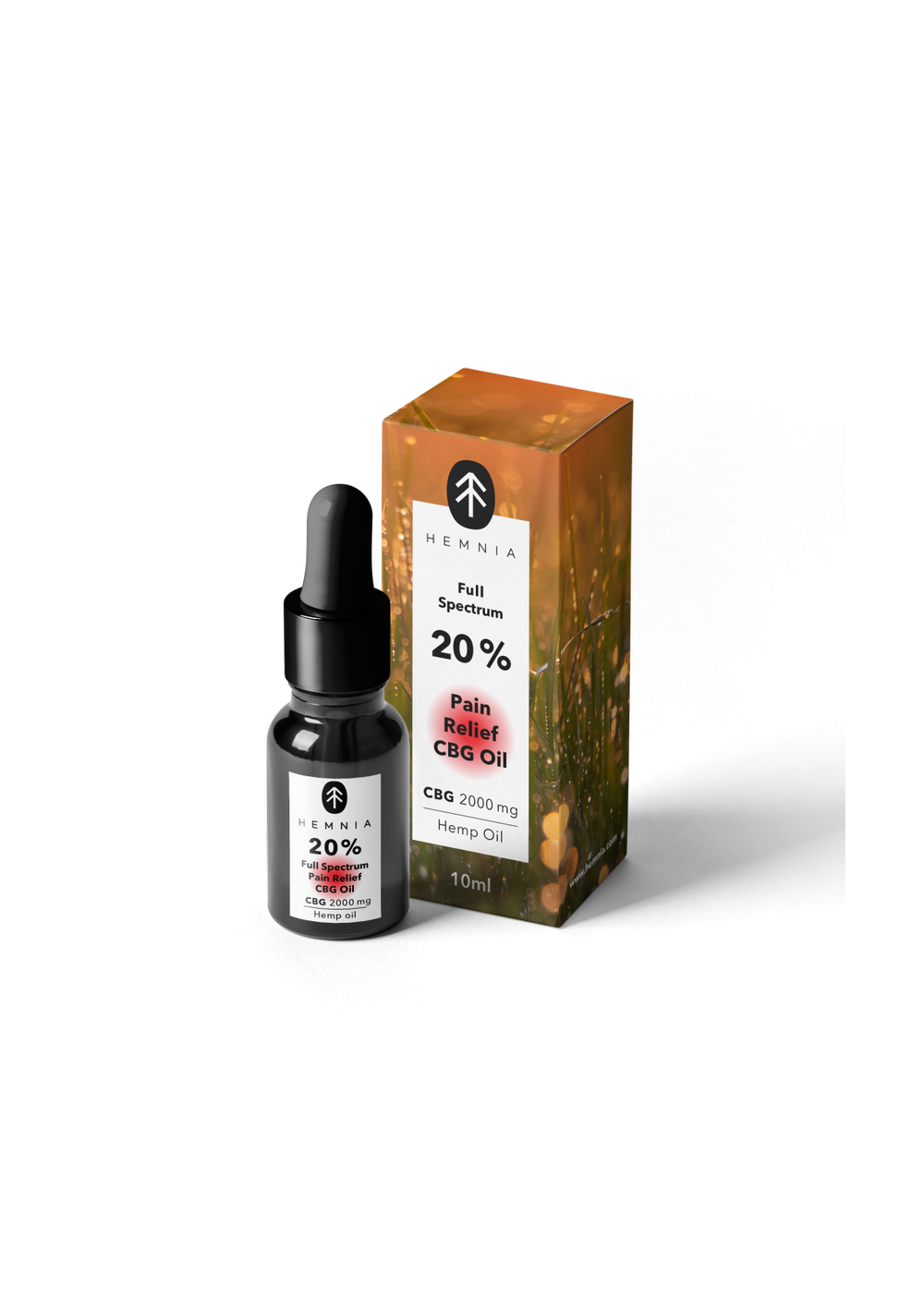 Olio CBG Antidolorifico a Spettro Completo 20%, 2000 mg CBG, 5% CBD, 10 ml - Hemnia