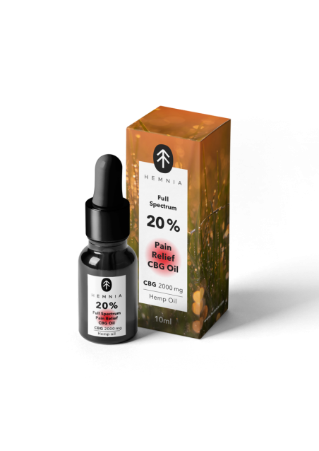 Olio CBG Antidolorifico a Spettro Completo 20%, 2000 mg CBG, 5% CBD, 10 ml - Hemnia