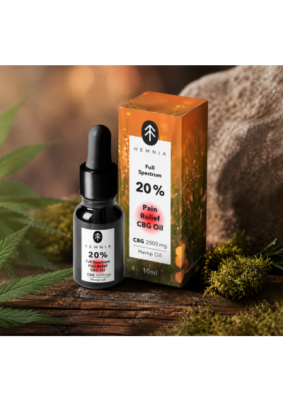 Olio CBG Antidolorifico a Spettro Completo 20%, 2000 mg CBG, 5% CBD, 10 ml - Hemnia