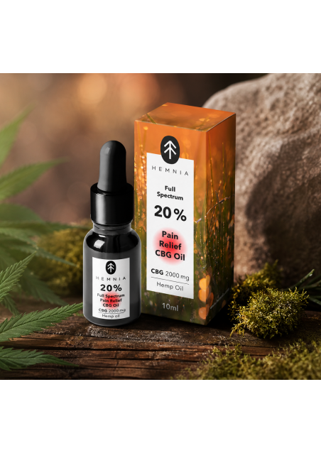 Olio CBG Antidolorifico a Spettro Completo 20%, 2000 mg CBG, 5% CBD, 10 ml - Hemnia
