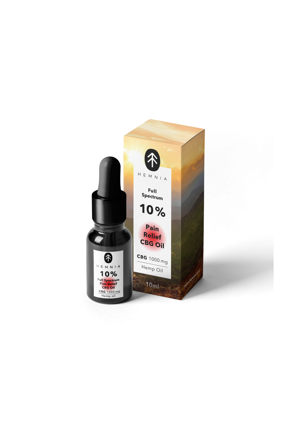 Olio CBG Antidolorifico a Spettro Completo 10%, 1000 mg CBG, 5% CBD, 10 ml - Hemnia