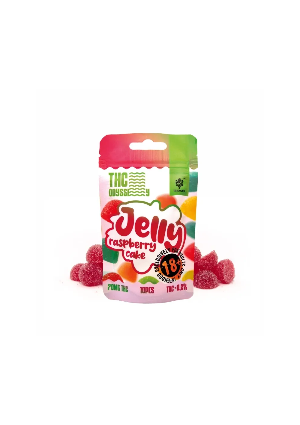 THC Odyssey Jelly - Torta di Lamponi, 70mg THC, Gommose 10pcs - Czech CBD