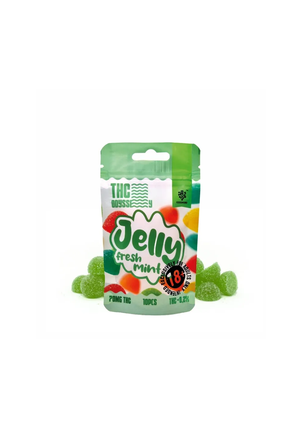 THC Odyssey Jelly - Menta Fresca, 70mg THC, Gommose 10pcs - Czech CBD
