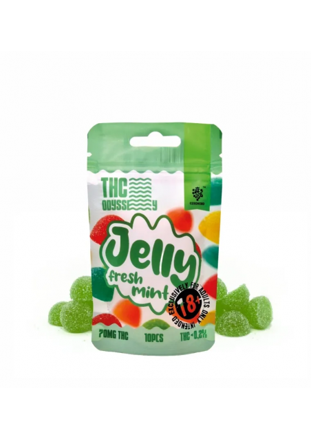 THC Odyssey Jelly - Fresh Mint, 70mg THC, Gummies 10pcs - Czech CBD