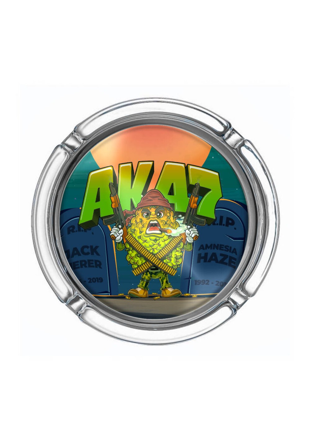 Glass Ashtray AK 47 - Large, 10x4 cm- Best Buds
