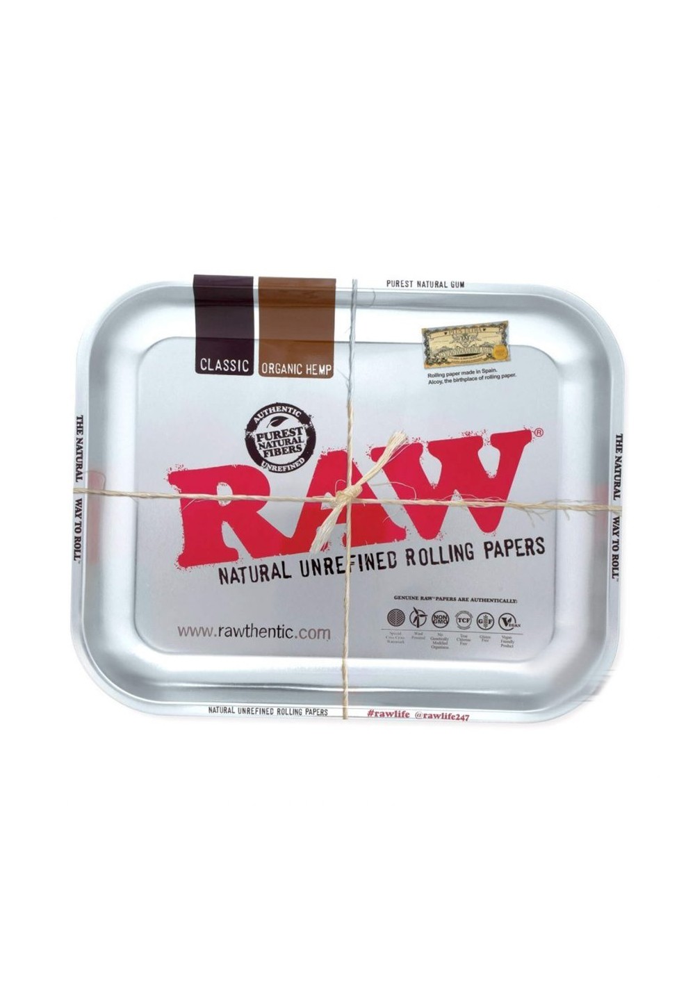 RAW - Metal Ashtray Large Silver/Red