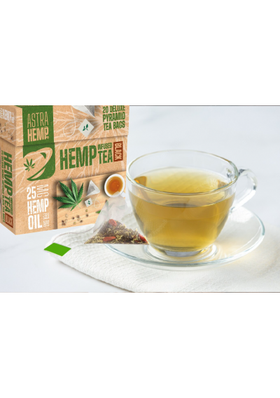 Té Verde alla Cannabis in filtri con 25mg di Olio di Canapa per bustina, 20 bustine piramidali - Astra Hemp