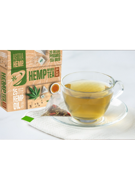 Té Verde alla Cannabis in filtri con 25mg di Olio di Canapa per bustina, 20 bustine piramidali - Astra Hemp
